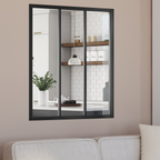 Verrière atelier 3 vitrages L. 93 x H. 108 cm en métal noir et verre trempé