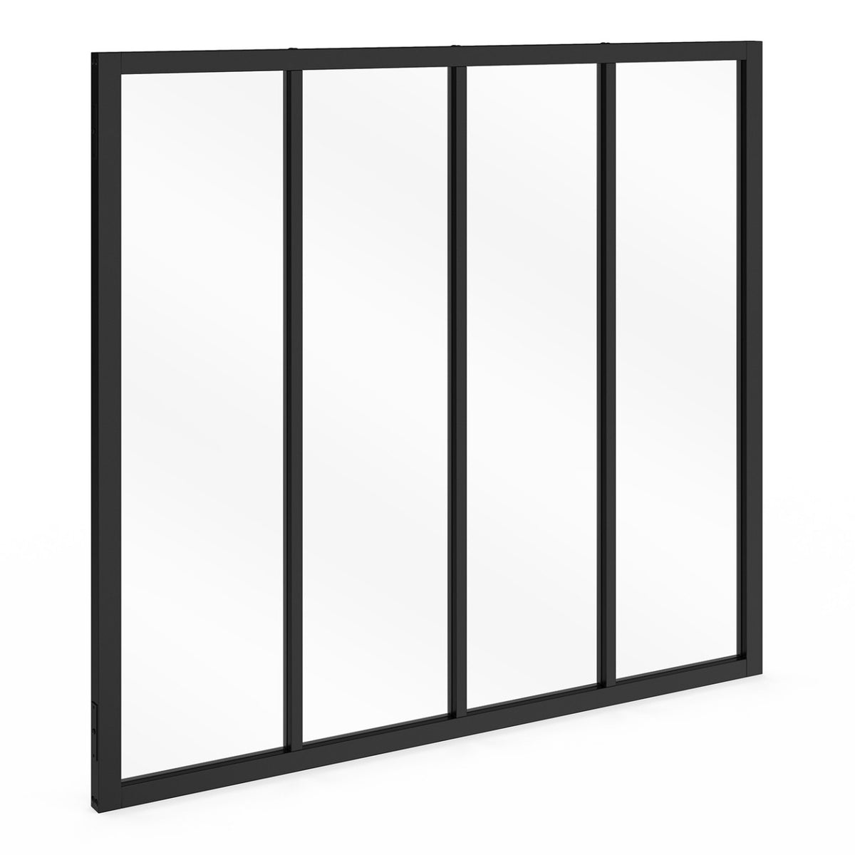 Verrière atelier 4 vitrages L. 116 x H.108 cm en métal noir et verre trempé