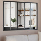 Verrière atelier 5 vitrages L. 150 x H.108 cm en métal noir et verre trempé