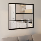 Verrière atelier géométrique L. 93 x H. 108 cm en métal noir et verre trempé