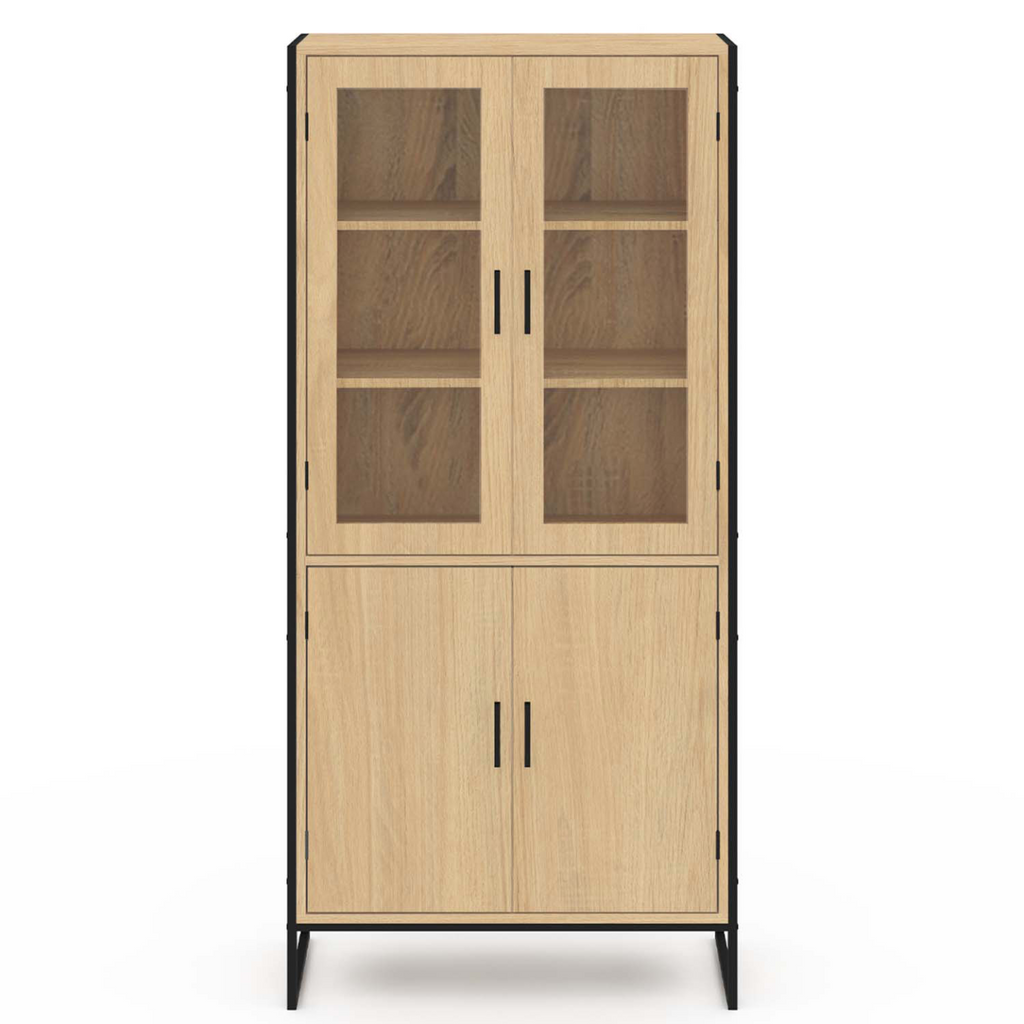 Vitrine buffet haut H. 176 cm vaisselier DETROIT 4 portes design industriel